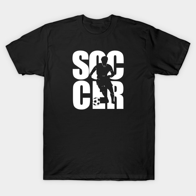 soccer text masking white T-Shirt by Typography Dose